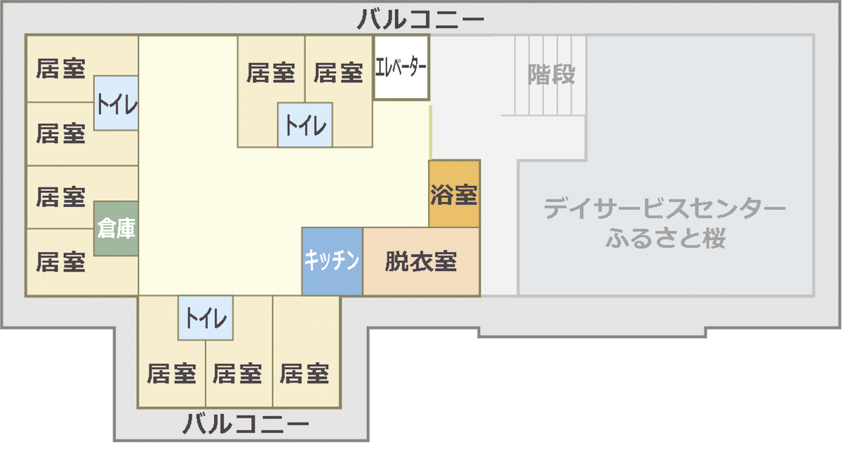 特養ふるさとのフロアマップ図-２階