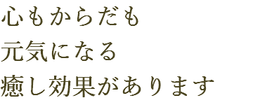 心もからだも 元気になる 癒し効果があります